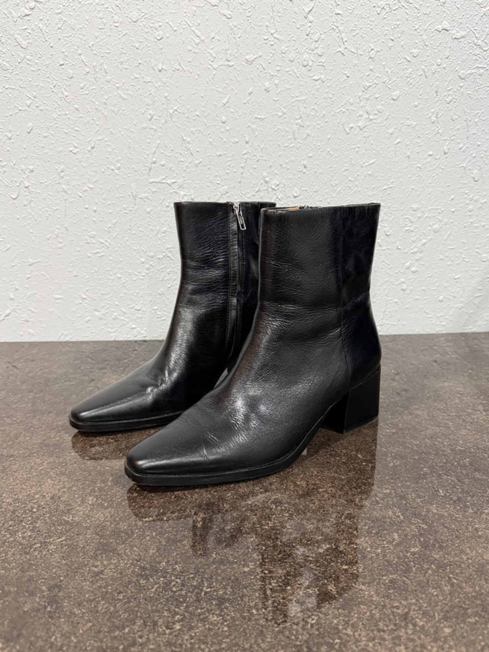 Madewell The Ardin Black Leather Ankle Boots Size‎ 9